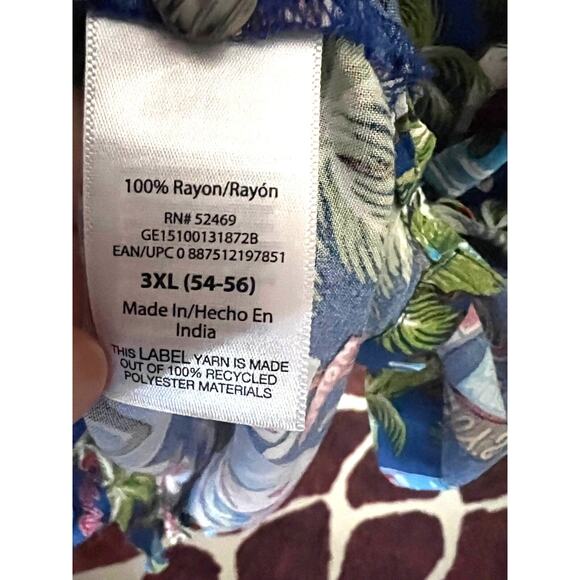 Hawaiian Retro Route 66 All Over Print Blue Vintage Button Up Shirt 3XL Pocket - Picture 8 of 9